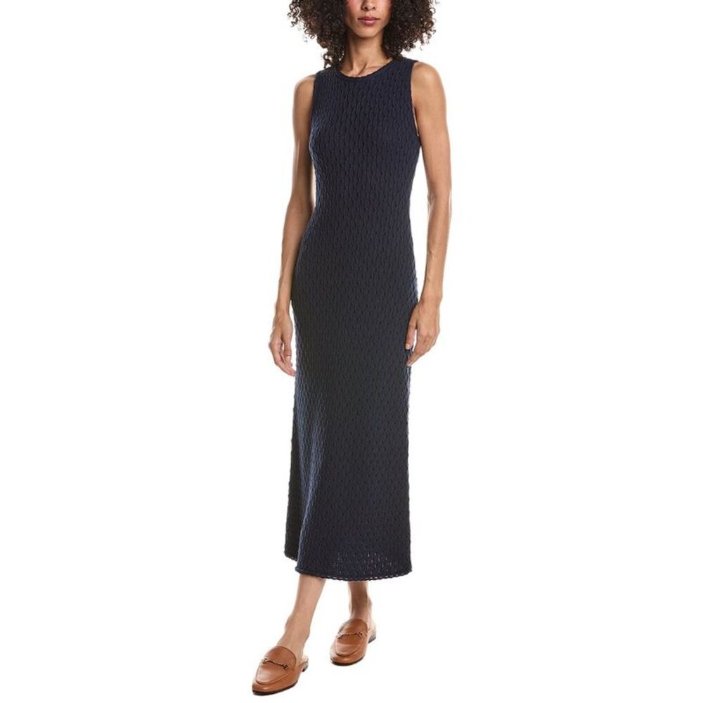 Theory Womens  Textured Maxi Dress, Navy
